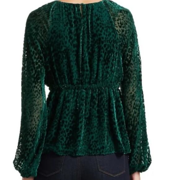 ALC a.l.c. Karen green semi sheer animal print velvet burnout long sleeve top - Picture 9 of 10